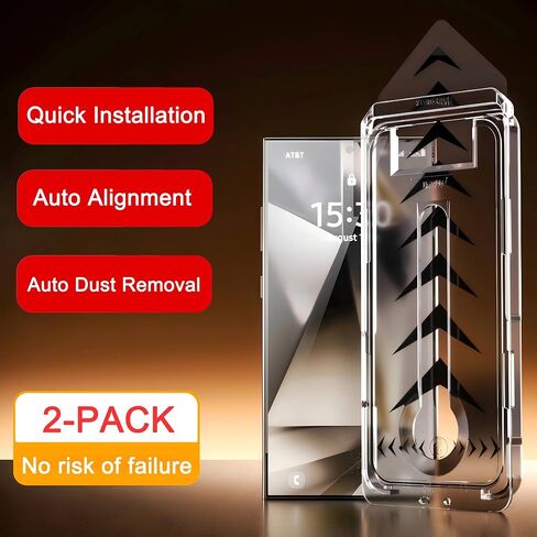 2 Pack for Samsung Privacy Screen Protector, [Auto-Alignment, Auto-Dust Removal] Easy Installation, Fingerprint Unlock Compatible, Anti-Spy Tempered Glass Film (For Galaxy S24 Ultra) in Kuwait