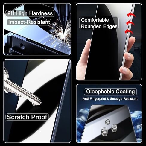 2 Pack for Samsung Privacy Screen Protector, [Auto-Alignment, Auto-Dust Removal] Easy Installation, Fingerprint Unlock Compatible, Anti-Spy Tempered Glass Film (For Galaxy S24 Ultra) in Kuwait