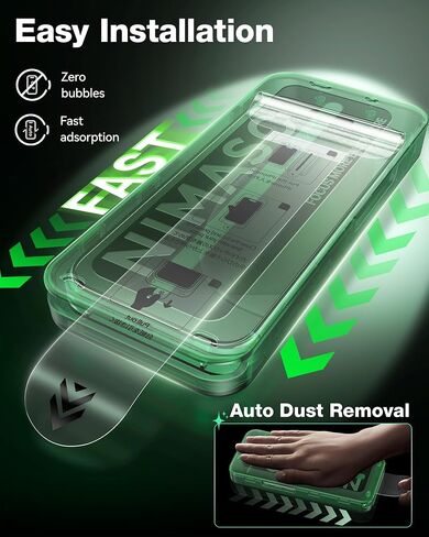 NIMASO for iPhone 17 Pro Max Screen Protector Full Coverage 6.9-Inch, No Bubbles No Dust Instant Installation, 9H Hardness Tempered Glass Military Grade Shatterproof, Anti-Scratch, 2 Pack in Kuwait
