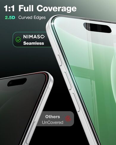 NIMASO for iPhone 17 Pro Max Screen Protector Full Coverage 6.9-Inch, No Bubbles No Dust Instant Installation, 9H Hardness Tempered Glass Military Grade Shatterproof, Anti-Scratch, 2 Pack in Kuwait
