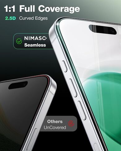 NIMASO for iPhone 17 Pro Max Screen Protector Full Coverage 6.9-Inch, No Bubbles No Dust Instant Installation, 9H Hardness Tempered Glass Military Grade Shatterproof, Anti-Scratch, 2 Pack in Kuwait