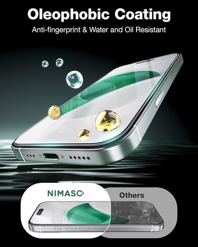 NIMASO for iPhone 17 Pro Max Screen Protector Full Coverage 6.9-Inch, No Bubbles No Dust Instant Installation, 9H Hardness Tempered Glass Military Grade Shatterproof, Anti-Scratch, 2 Pack in Kuwait