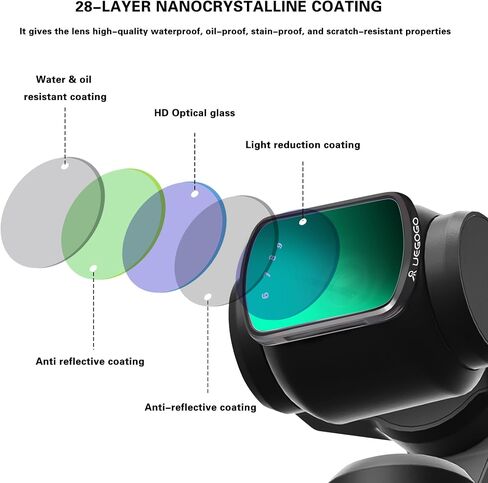 UEGOGO Magnetic ND Filter Set Compatible with DJI Osmo Pocket 3 Creator Combo Accessories, 4 Pack ND8/PL+ND16/PL+ND32/P+ND64/PL Protection Polarizer Neutral Density Filters in Saudi Arabia