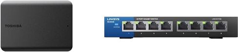 Toshiba Canvio Basics 2TB محمولة محمولة خارجية محمولة USB 3.0 ، أسود-HDTB520XK3AA & Linksys SE3008: 8-PORT GIGABIT ETHERNET التبديل غير المُدارة ، شبكة الكمبيوتر ، موانئ الاستشعار التلقائي in Kuwait