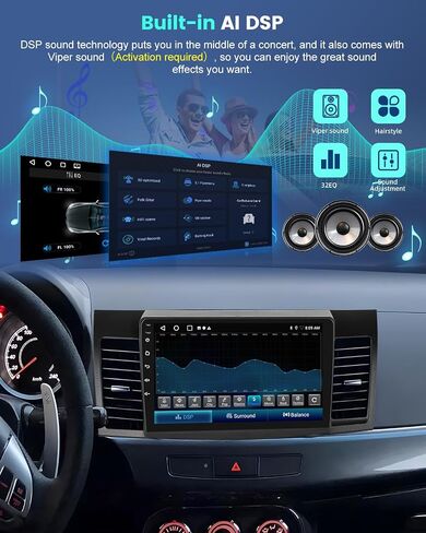 4 + 64g Android Car Radio for Mitsubishi Lancer 2008-2017 (لنظام Rockford) - 10.1 بوصة استريو شاشة تعمل باللمس مع Carplay & Android Auto و 32EQ DSP و WiFi و GPS + AHD View View Camera in Kuwait