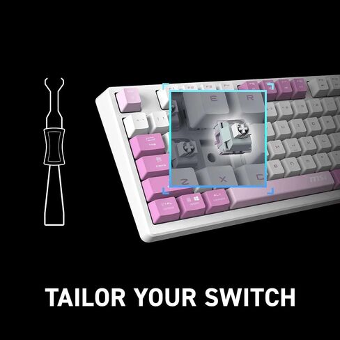 MSI Forge GK600 TKL W Violet US - مفاتيح خطية ميكانيكية - مفاتيح PBT المصبوبة ، قاعدة مضادة للانزلاق ، RGB LED ، USB 2.0 ، Bluetooth ، 2.4 GHz - Tenkeyless in Kuwait