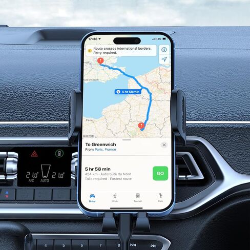 حامل هاتف السيارة ، 360 درجة مئوية للهاتف قابلة للتعديل مع مقطع خطاف معدني ، حامل الهاتف المحمول التلقائي لتنفيس الزجاج الأمامي لوحة القيادة ، Universal for SUV RV Truck (Black) in Kuwait