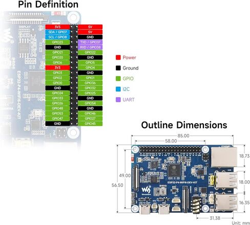 يدعم لوحة DEV ESP32-P4-P4-WIFI6-DEV-KIT ، استنادًا إلى ESP32-P4 و ESP32-C6 ، Wi-Fi 6 و Bluetooth 5 / Ble 5 ، واجهات البشر الغنية ، ودعم التفاعل عن خطاب الذكاء الاصطناعي ، مع مكبر الصوت in Saudi Arabia