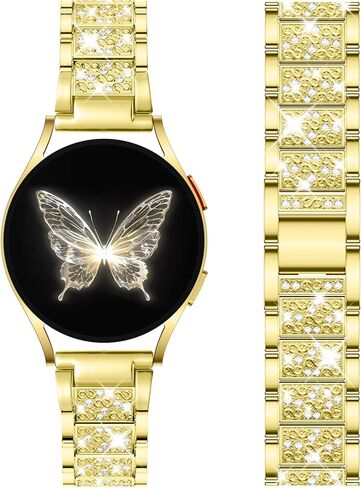 DaQin Bling Metal Bands Compatible with Samsung Watch Bands for Women 7 6 5 4 Active 2 FE 40mm 44mm/Galaxy Watch 5 Pro/6 4 Classic Band, 20mm Sparkling Luxury Strap for Galaxy Watch 7 Band Women in Kuwait