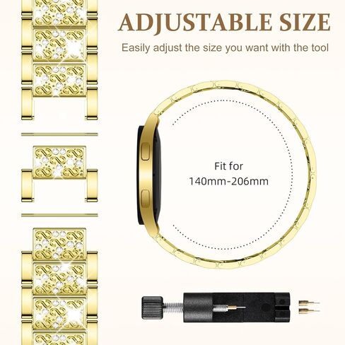 DaQin Bling Metal Bands Compatible with Samsung Watch Bands for Women 7 6 5 4 Active 2 FE 40mm 44mm/Galaxy Watch 5 Pro/6 4 Classic Band, 20mm Sparkling Luxury Strap for Galaxy Watch 7 Band Women in Kuwait