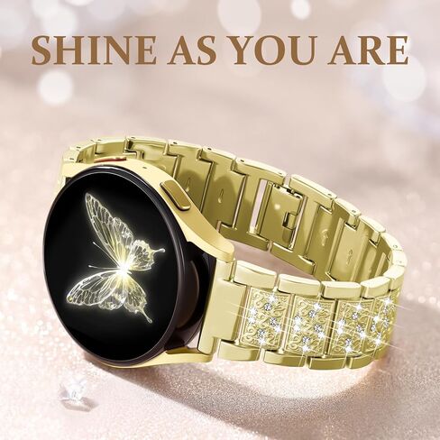 DaQin Bling Metal Bands Compatible with Samsung Watch Bands for Women 7 6 5 4 Active 2 FE 40mm 44mm/Galaxy Watch 5 Pro/6 4 Classic Band, 20mm Sparkling Luxury Strap for Galaxy Watch 7 Band Women in Kuwait