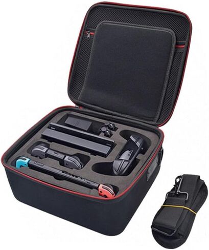 Switch Case Storage Bag for Nintendo Switch/Switch OLED with 21 Game Cards Slot, Portable Carrying Travel Bag Hard Protective Messenger Pouch for Console Pro Controller & Accessories (Black) in Saudi Arabia