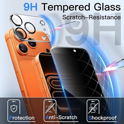 JETech Privacy Screen Protector for iPhone 17 Pro Max 6.9-Inch with Camera Lens Protector, Anti-Spy Tempered Glass Film, Easy Installation Tool, 2-Pack Each in Saudi Arabia