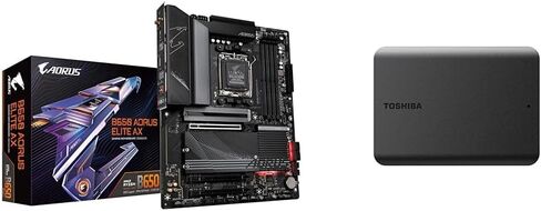 GIGABYTE B650 AORUS Elite AX & Toshiba Canvio Basics 1TB Portable External Hard Drive USB 3.0, Black - HDTB510XK3AA in Saudi Arabia