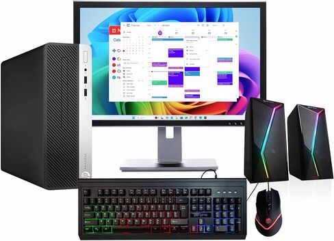 HP 400G5 Prodesk Desktop PC | Windows 11 Pro | Intel I5-8500 | ذاكرة الوصول العشوائي 16 جيجابايت - 250 جيجابايت NVME + 500GB SSD | 22 "شاشة | مكبرات الصوت RGB + لوحة المفاتيح/الماوس | AX200 WiFi + BT | كمبيوتر المكتب المنزلي (متجدد) in Saudi Arabia