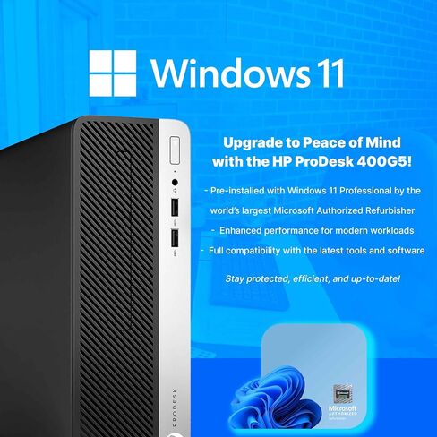 HP 400G5 Prodesk Desktop PC | Windows 11 Pro | Intel I5-8500 | ذاكرة الوصول العشوائي 16 جيجابايت - 250 جيجابايت NVME + 500GB SSD | 22 "شاشة | مكبرات الصوت RGB + لوحة المفاتيح/الماوس | AX200 WiFi + BT | كمبيوتر المكتب المنزلي (متجدد) in Saudi Arabia