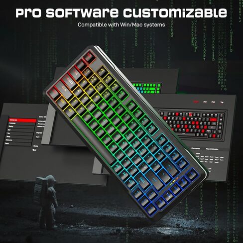 Redragon K738 لوحة مفاتيح ميكانيكية لاسلكية ، لوحة مفاتيح ألعاب RGB مثبتة على طوقا ، 3 وضع (2.4 جم/BT/USB) ، مفاتيح خطية مسبقة ، 75 ％ تخطيط ، 82 مفاتيح قابلة للتبديل ساخنة للكمبيوتر الشخصي/الذهب الأسود-الذهب الأسود in Kuwait