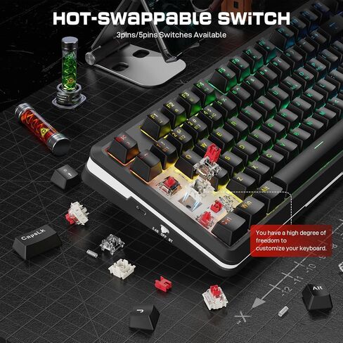 Redragon K738 لوحة مفاتيح ميكانيكية لاسلكية ، لوحة مفاتيح ألعاب RGB مثبتة على طوقا ، 3 وضع (2.4 جم/BT/USB) ، مفاتيح خطية مسبقة ، 75 ％ تخطيط ، 82 مفاتيح قابلة للتبديل ساخنة للكمبيوتر الشخصي/الذهب الأسود-الذهب الأسود in Kuwait