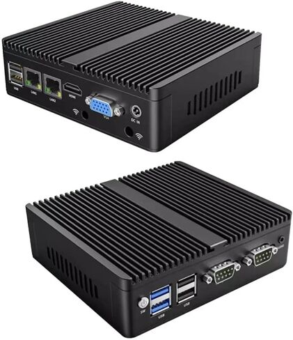 Firewall, Industrial/Fanless Mini PC • Celeron N2840, 2 x RJ45(1000M), USB 3.0,HDMI,VGA, Mini Desktop Computers with Dual WiFi for Business Home Office, NO RAM NO mSATA SSD in Saudi Arabia