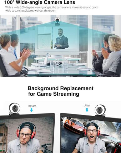 Aoboco Streaming Webcam, Webcam for Stream HD 1080p Autofocus, Dimming Light & Microphone, Web Camera for Twitch Xbox one Skype YouTube OBS Xsplit in Saudi Arabia