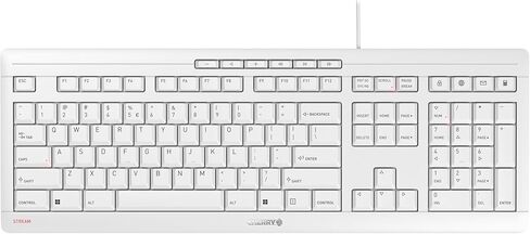 لوحة مفاتيح Cherry Stream - لوحة مفاتيح USB السلكية - آلية مقص SX - موافقة GS - Qwerty - White (متجدد) in Kuwait