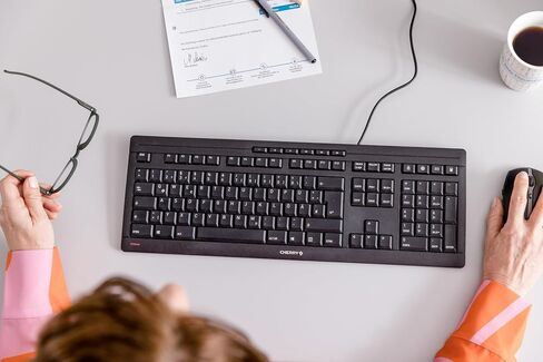 لوحة مفاتيح Cherry Stream - لوحة مفاتيح USB السلكية - آلية مقص SX - موافقة GS - Qwerty - White (متجدد) in Kuwait