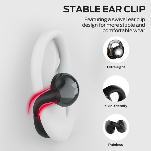 Monster Open Ear AC600 Headphones,Bluetooth 5.4 Wireless Earbuds with HiFi Stereo,Clip-On Earbuds with ENC Clear Call,21H Playtime,Touch Control,IPX6 Waterproof Wireless Headphones for Sports in Saudi Arabia