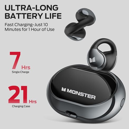 Monster Open Ear AC600 Headphones,Bluetooth 5.4 Wireless Earbuds with HiFi Stereo,Clip-On Earbuds with ENC Clear Call,21H Playtime,Touch Control,IPX6 Waterproof Wireless Headphones for Sports in Saudi Arabia