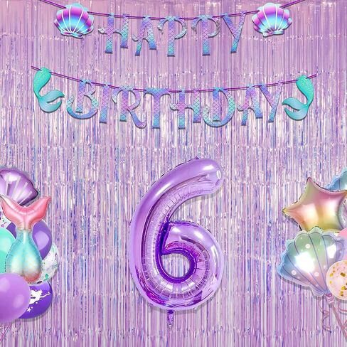 GREATRIL Holographic Tinsel Foil Fringe Curtain, 3.2 x 6.5 ft, Iridescent Party Streamers, 2 Pack (Purple) in Saudi Arabia
