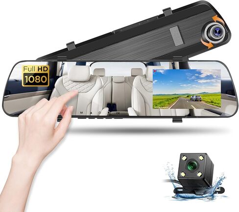 Podofo Mirror Dash Cam for Cars,4" Rear View Mirror 1080P Front and Rear View Dual Cameras,Super Night Vision,Parking Assistance,Loop Recording,Motion Detection,Waterproof Backup Camera for Cars in Saudi Arabia