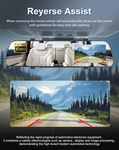 Podofo Mirror Dash Cam for Cars,4" Rear View Mirror 1080P Front and Rear View Dual Cameras,Super Night Vision,Parking Assistance,Loop Recording,Motion Detection,Waterproof Backup Camera for Cars in Saudi Arabia