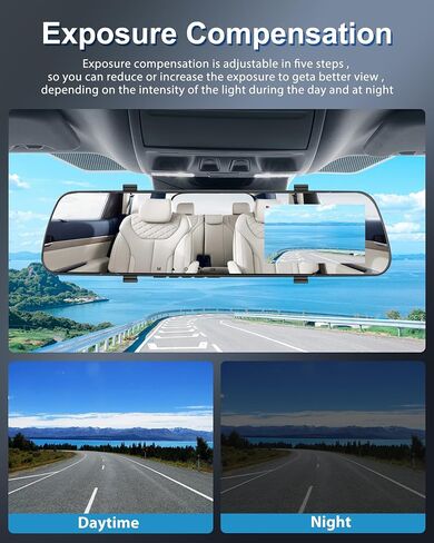 Podofo Mirror Dash Cam for Cars,4" Rear View Mirror 1080P Front and Rear View Dual Cameras,Super Night Vision,Parking Assistance,Loop Recording,Motion Detection,Waterproof Backup Camera for Cars in Saudi Arabia