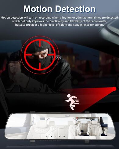 Podofo Mirror Dash Cam for Cars,4" Rear View Mirror 1080P Front and Rear View Dual Cameras,Super Night Vision,Parking Assistance,Loop Recording,Motion Detection,Waterproof Backup Camera for Cars in Saudi Arabia