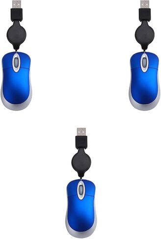 3pcs Mini Retractable USB Mouse Ultra Compact Lapact Mouse Mouse Wiredmouse للكمبيوتر المحمول كمبيوتر المكتب المنزلي في الهواء الطلق - Plug & amp ؛ العب سلك ، صامت in Saudi Arabia