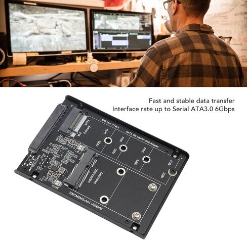 Zopsc M.2 NGFF MSATA SSD to 3.0 Adapter Enclosure, Dual Interface Converter Card with Aluminum Frame Bracket, for 7 8 10 11 OS X in Saudi Arabia
