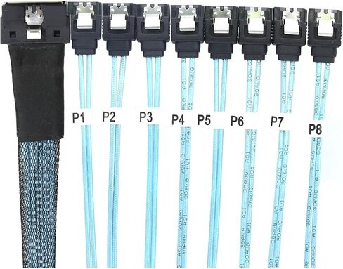 Slimline S/AS 4.0 LP LP LOW PLIFT SFF-8654 8I 74PIN إلى 8x SATA 7PIN كابل التوصيل الداخلي للخادم (1M) in Kuwait