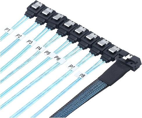 Slimline S/AS 4.0 LP LP LOW PLIFT SFF-8654 8I 74PIN إلى 8x SATA 7PIN كابل التوصيل الداخلي للخادم (1M) in Kuwait