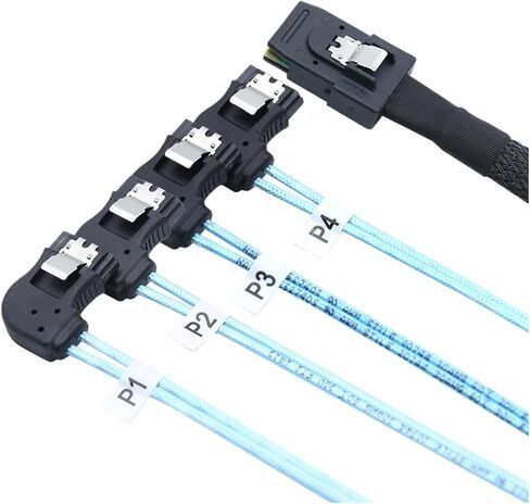 0.5m داخلي M1ni S/As SFF-8087 سلك إلى 4 SATA 7P كابل خادم الزاوية اليمنى الإناث in Kuwait