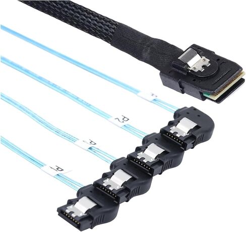 0.5m داخلي M1ni S/As SFF-8087 سلك إلى 4 SATA 7P كابل خادم الزاوية اليمنى الإناث in Kuwait
