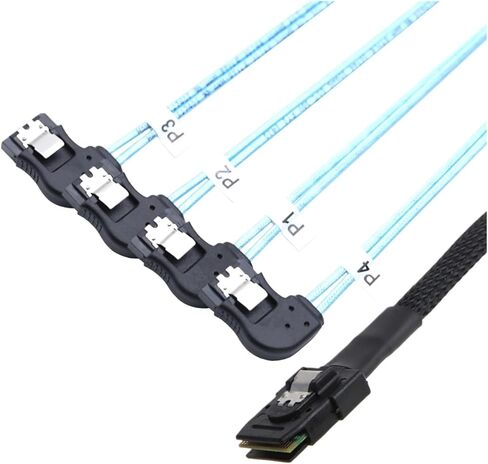 0.5m داخلي M1ni S/As SFF-8087 سلك إلى 4 SATA 7P كابل خادم الزاوية اليمنى الإناث in Kuwait