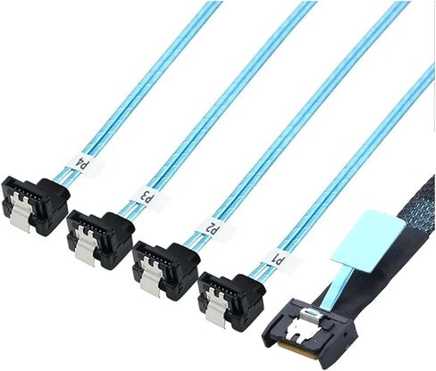 Internal PCIE Slimline M1ni S/AS MCIO SFF-8654 4I 38P to 4X SATA 90 Degree Hard Drive Cable(0.8m) in Saudi Arabia