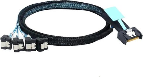 Internal PCIE Slimline M1ni S/AS MCIO SFF-8654 4I 38P to 4X SATA 90 Degree Hard Drive Cable(0.8m) in Saudi Arabia