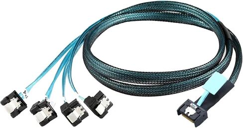 Internal PCIE Slimline M1ni S/AS MCIO SFF-8654 4I 38P to 4X SATA 90 Degree Hard Drive Cable(0.8m) in Saudi Arabia
