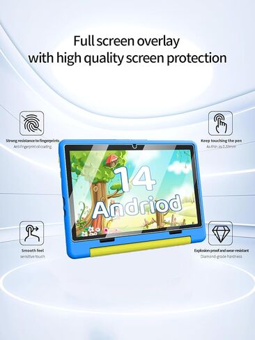 حامي الشاشة لـ Higrace KT1016 Kids Table 10 Inch Android 14 Tablet Octa-Core ، مضاد للخلع 9H صلبة Touch ANTERCITION 2.5D حواف مدورة خالية من التثبيت سهلة التثبيت ، 2 عبوة. in Saudi Arabia