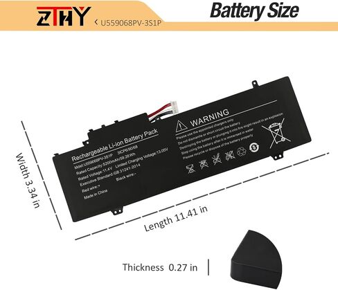 U559068PV-3S1P بطارية متوافقة مع GATWAY GWNR71517-BK GWNR71517-BL-GWTN141-10SL GWTN141-1PR GWTN141-3BL GWTN141-4RG GWTN141-6BK GWTN141-6PR GWTN156-5BK GWTN156-7PR 11.4V 59.28WH in Saudi Arabia