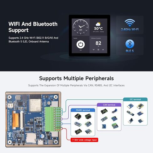 Waveshare ESP32-S3 4inchCapacitive Touch Display, V2 Update Version, 480x480, 5-Point Touch, 32-Bit LX7 Dual-Core, 240MHz, WiFi & Bluetooth, Onboard Antenna in Saudi Arabia