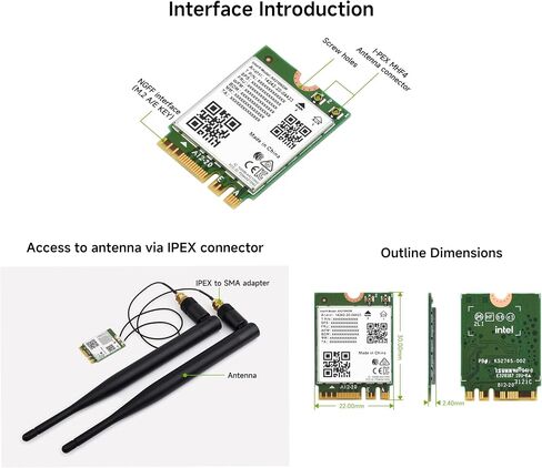 Wi-Fi 6E Wireless AX210 NIC, Gigabit Tri-Band 2.4G/5G/6GHz Wi-Fi 6E, 802.11AX Standard, Bluetooth 5.3, Support Linux, Windows 10/11, etc. in Saudi Arabia