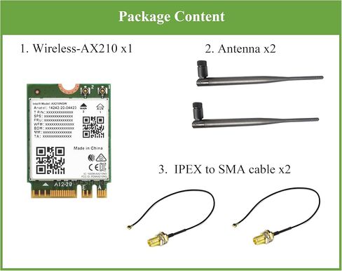 Wi-Fi 6E Wireless AX210 NIC, Gigabit Tri-Band 2.4G/5G/6GHz Wi-Fi 6E, 802.11AX Standard, Bluetooth 5.3, Support Linux, Windows 10/11, etc. in Saudi Arabia