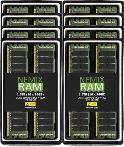 NEMIX RAM 1.5TB (16X96GB) DDR5 5600MHZ PC5-44800 2Rx4 1.1V CL46 288-PIN ECC RDIMM Registered Server Memory KIT in Saudi Arabia