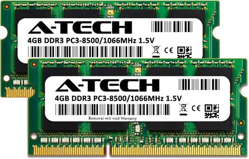 A-Tech 8GB Kit (2x4GB) RAM for Compaq Presario Cq56-124Ca, Cq62-…, Cq62-418Nr | DDR3 1066MHz PC3-8500 SODIMM 1.5V Non-ECC Memory Upgrade in Saudi Arabia